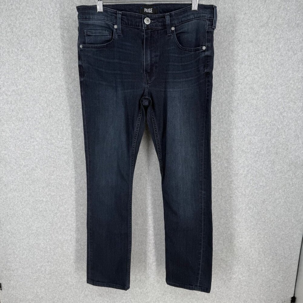 PAIGE Men's Slim Straight Jeans in Dark Wash Navy